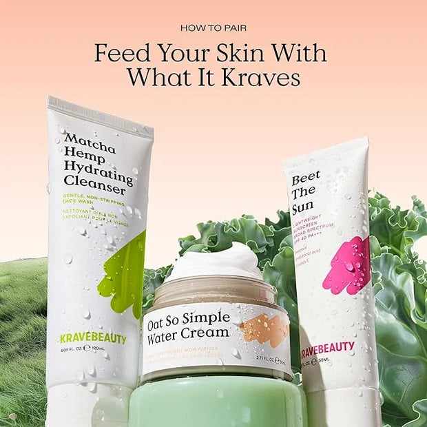 KraveBeauty Oat So Simple Water Cream, Enriched With Oat & Squalane To Soothe & Lock In Moisture, Everyday Moisturizer, Fo...
