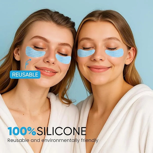 AUSLKA Reusable Under Eye Patches-3 Pairs, Silicone Reusable Eye Masks, Reusable Eye Wrinkle Patches, Silicone Eye&Face Ma...