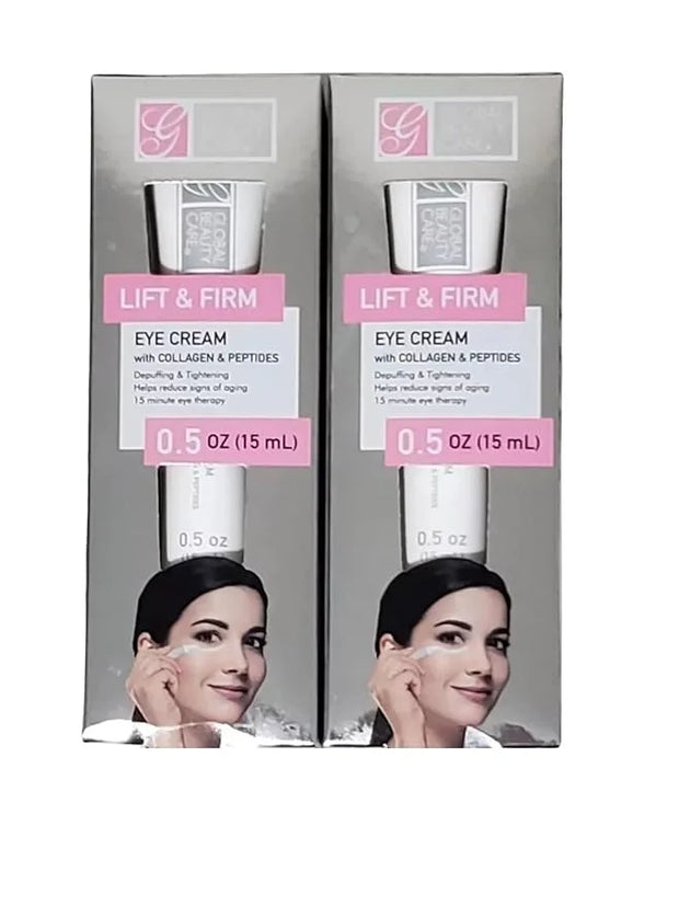 Lift and Firm Eye Cream with Collagen and Peptides, 0.5 oz, Anti-Aging Treatment, 2-Pack - Product Image