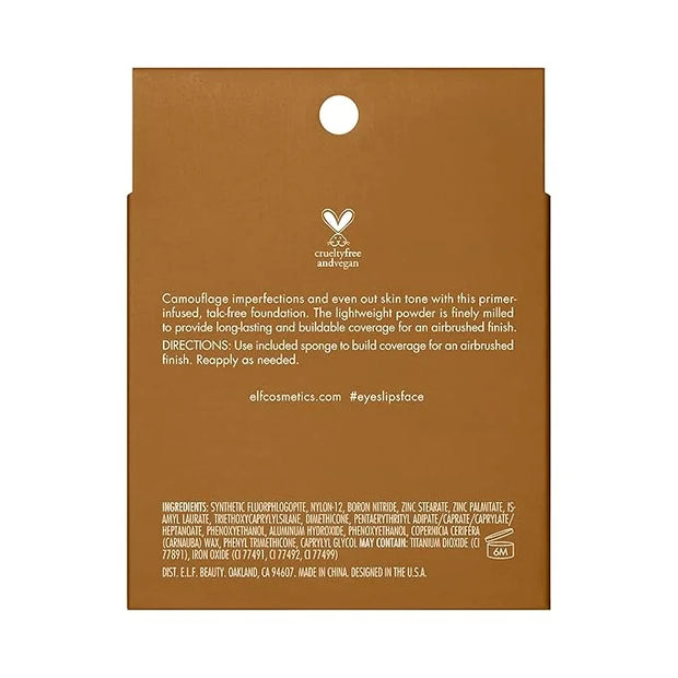 e.l.f. Camo Powder Foundation, Lightweight, Primer-Infused Buildable & Long-Lasting Medium-to-Full Coverage Pressed Founda...