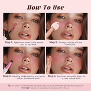 Freckle Blush Pen, 2in1 Light Brown Faux Freckle Stamp Pen Soft Pink Liquid Blush for Summer Sunkissed Makeup, Natural Lif...