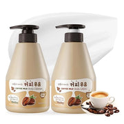 WELCOS Kwailnara Coffee Milk Body Lotion & Body Wash Set – Moisturizing & Energizing Korean Skincare Bundle with Coffee Ex...