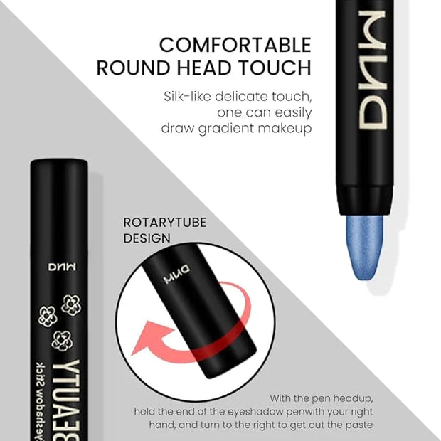 evpct Royal Blue Shimmer Cream Eye Shadow Brightener Sticks Set for Eyes, Blue Shimmery Matte Pencil Eye shadow Applicator...