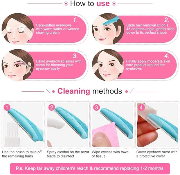 12 Pcs Eyebrow Razor, Face Razors for Women, Exfoliating Trimmers, Eyebrow Grooming Shaper for Women, Peach Fuzz, Hair Rem...