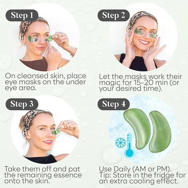 Green Tea Under Eye Patches (30 Pairs) Under Eye Patches for Dark Circles, Under Eye Patches for Puffy Eyes and Dark Circl...