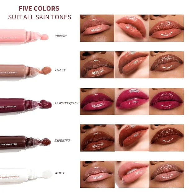 5Pcs Hydrating Lip Gloss Set: Long-lasting, Non-sticky Shiny Jelly Lip Gloss with Glitter Plumping Effect in Nude Shades f...