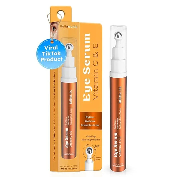 BellaBLISS Vitamin C & Vitamin E Eye Serum – Hydrating Under Eye Roller for Puffiness, Wrinkles & Dark Circles – Lightweig...