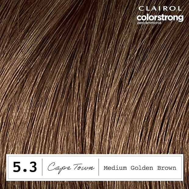 Clairol ColorStrong Permanent Zero Ammonia Hair Dye, 5.3 Medium Golden Brown - Cape Town Hair Color, Pack of 1 - Product I...