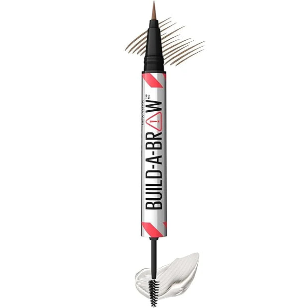 Maybelline Build-A-Brow 2-in-1 Brow Pen and Sealing Eyebrow Gel, Eyebrow Makeup for Real-Looking, Fuller Brows, Soft Brown...