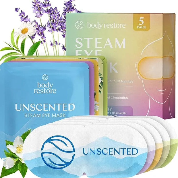 Body Restore Self Heated Steam Eye Mask 5 Pack - Fathers Day Unique Gifts for Dad, Relaxation Gifts for Her and Him, Best ...
