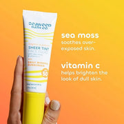Seaweed Bath Co. Brighten & Protect Sheer Tint Face Fluid SPF 50 Zinc Oxide Sunscreen Lotion, 1.7 Oz., Tinted Mineral Faci...