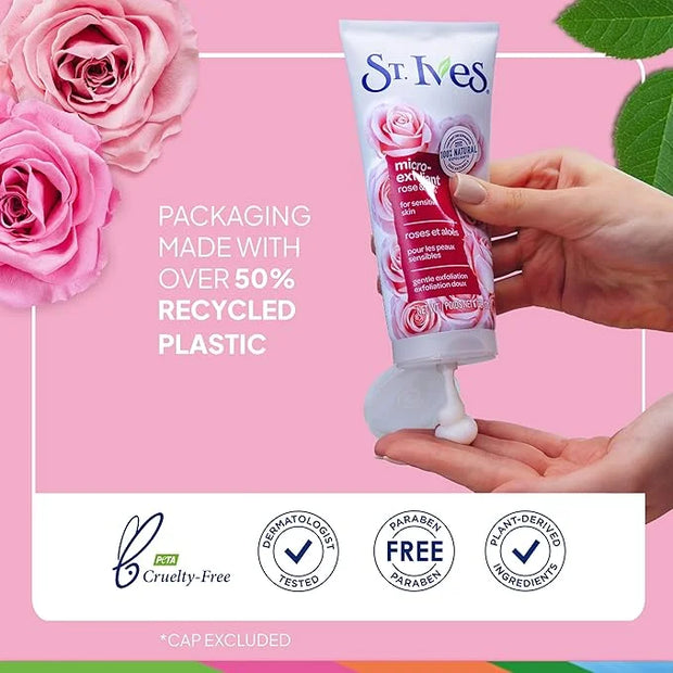 St. Ives Gentle Smoothing Face Scrub Our Gentlest Scrub Yet Rose Water and Aloe Vera Made with 100 percent Natural Exfolia...