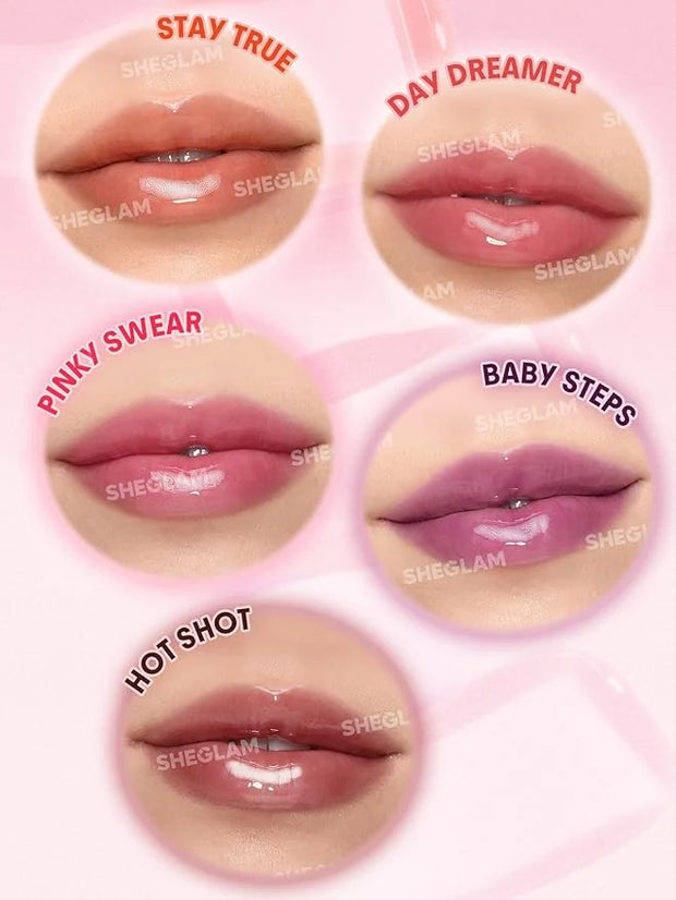 SHEGLAM Jelly Wow Tinted Lip Oil Plumping Lip Gloss Natural -Baby Steps - Product Image