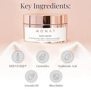 Monat Night Heaven Crème – Intensive Hydrating Moisturizer for Face – Nighttime Repair Cream for Plump & Youthful Skin – A...