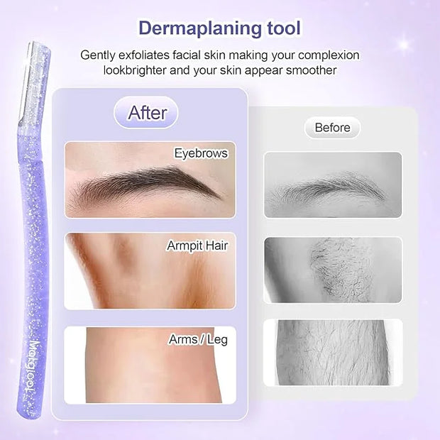 Women’s Dermaplane Razor for Face & Eyebrow - Anti-Cutting Japanese Blades for Eyebrow and Facial Hair Removal, Achieve Si...