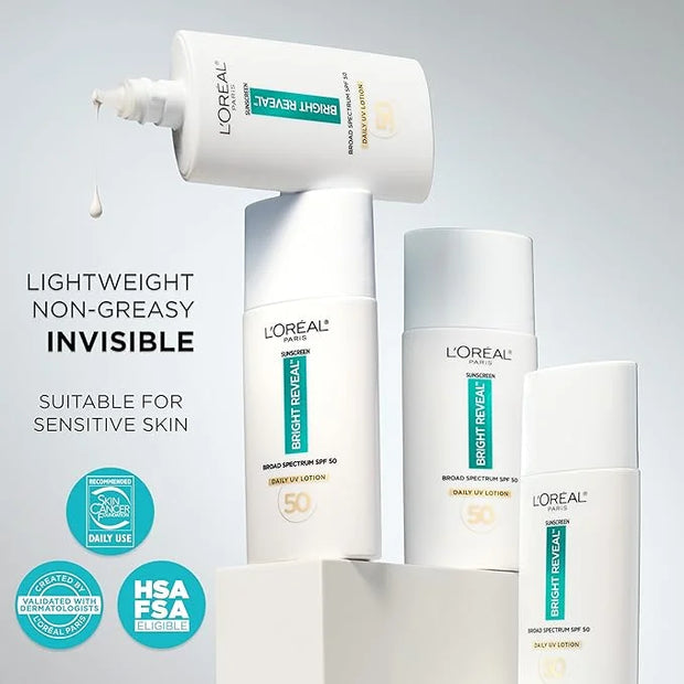 L'Oreal Paris Bright Reveal Broad Spectrum Daily SPF 50 UV Lotion, 1.7 fl oz + Moisturizer Sample - Product Image