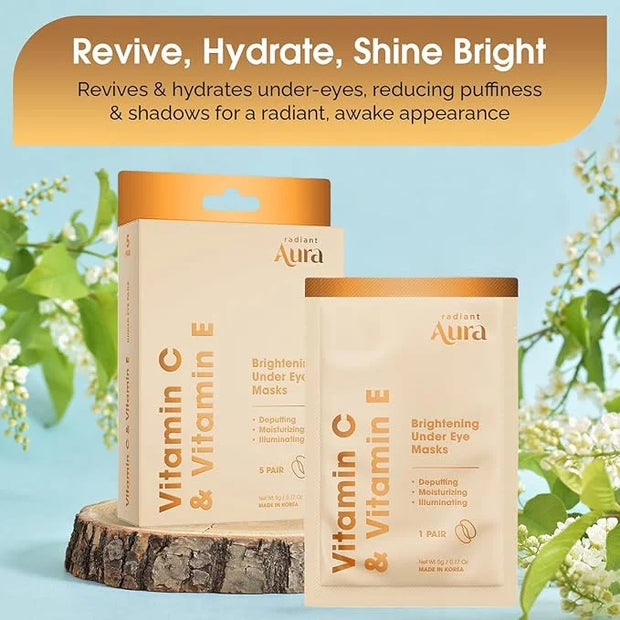 Under Eye Patches with Vitamin C & E - Dermatologist Tested Korean Eye Gel Patches for Puffy Eyes and Dark Circles - Hydra...