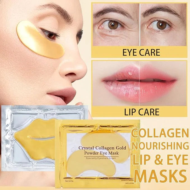 30 Pairs Lip Masks & Eye Mask, 24K Under Eye Masks and Collagen Crystal Gel Lip Mask, Under Eye Patches for Puffy Eyes, Da...