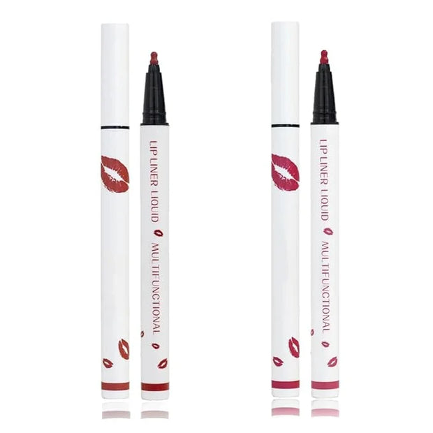 Longwear Liquid Lip Liner, Matte Lip Tint Stain Marker Pen, 2 in1 Liquid Lipstick & Lip Liner Pencil, Long Lasting Waterpr...