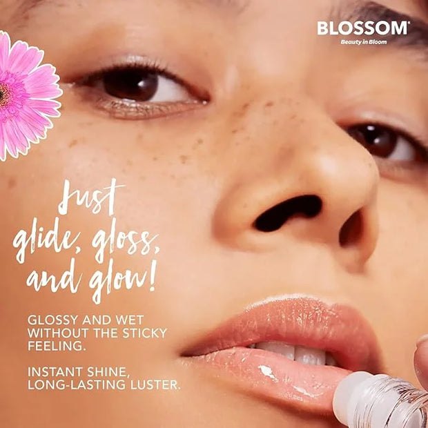 Blossom Scented Roll on Lip Gloss and Juicy Jelly Moisturizing Lip Care Nourishing Lip Oil, 2 Pack, Strawberry - Product I...