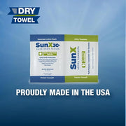 Sun X SPF 30+ Broad Spectrum Sunscreen Lotion Foil Pack Single Dose with Attached Dry Towelette, 50 Count