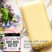 Rose Body Butter for Dry Skin with Whipped Shea Butter and Pure Essential Oil | Ultra Hydrating Rose Lotion for Women | Al...