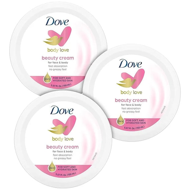Dove Body Love Beauty Cream, Lightweight, Fast-Absorbing Face and Body Cream for Normal to Dry Skin, 24-Hour Moisture, Lux...