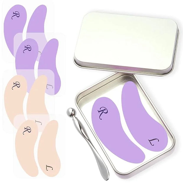 4 Pairs Reusable Under Eye Wrinkle Patches Silicone Mask, Plump Fine Lines & Wrinkles, with Metal Eye Cream Applicator, Ti...
