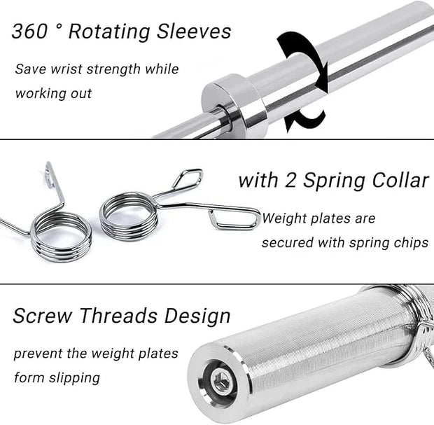 4ft Barbell Weight Bar Solid Steel Straight Weightlifting 2 Collars - Product Image