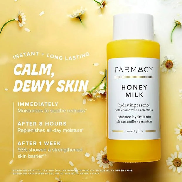 Farmacy Hydrating Essence - Hydrating Honey Milk Toner + Facial Essence to Soothe, Moisturize and Strengthen Skin Barrier ...
