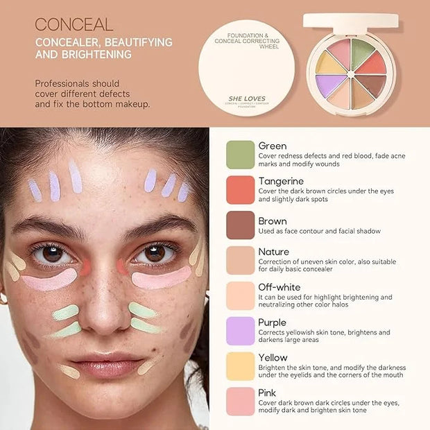 Foundation Concealer Palette with Makeup Sponges & Applicator,
