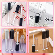 Bercoor 30 Pack Lip Gloss Tube, 10ml Empty Refillable Lip Balm Bottle Clear Plastic Lip Gloss Container with Rubber Stoppe...
