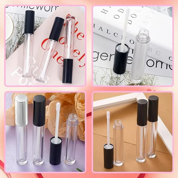 Bercoor 30 Pack Lip Gloss Tube, 10ml Empty Refillable Lip Balm Bottle Clear Plastic Lip Gloss Container with Rubber Stoppe...