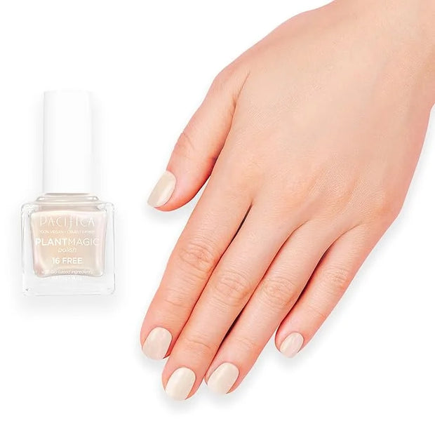 Pacifica Natural Nail Polish – Plant Magic Pearl White Nail Polish 16-Free Bio-Sourced Formula with Long-Lasting Vibrant C...