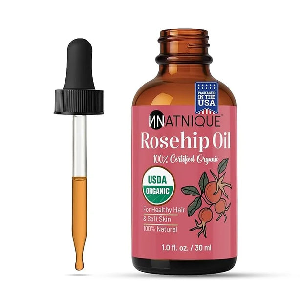 Rosehip Seed Oil Organic 1oz, USDA Certified, 100% Pure Rosehip Oil for Face, Hair & Skin. Cold Pressed Natural Moisturize...