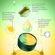 Under Eye Masks，Golden Cucumber Eye Mask 60 Tablets Set，Eye Mask for Fine Lines, Wrinkles, Dark Circles and Eye Puffiness，...