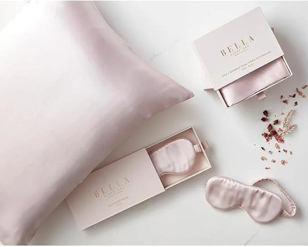 Silk Eye Mask with Elastic Strap Blackout Sleep Mask, One-Size, Blush - Product Image