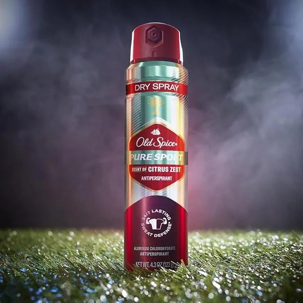Old Spice Men's Antiperspirant & Deodorant Invisible Dry Spray Pure Sport Plus 24/7 Odor Protection, 4.3oz (Pack of 3) - P...