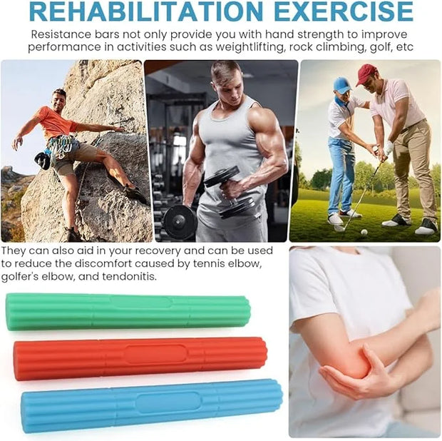 3pcs Flex Bar Tennis Elbow Therapy Bar 3 Resistance - Product Image