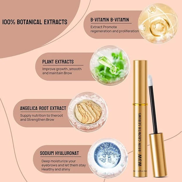 Natural Eyebrow Growth Serum To Grow Brows for Women, Fuller, Thicker, Longer Brows, 4ML Plant Extracts Enhancer, Visible ...