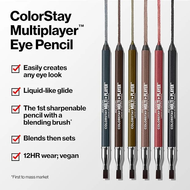 REVLON ColorStay Multiplayer Liquid-Glide Eye Pencil, Multi-Use Makeup With Blending Brush, Blends Then Sets, Creamy Textu...