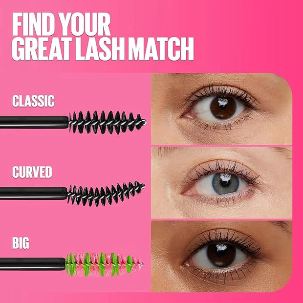 Maybelline Great Lash Washable Mascara Makeup, Volumizing Lash-Doubling Formula That Conditions As It Thickens, Blackest B...