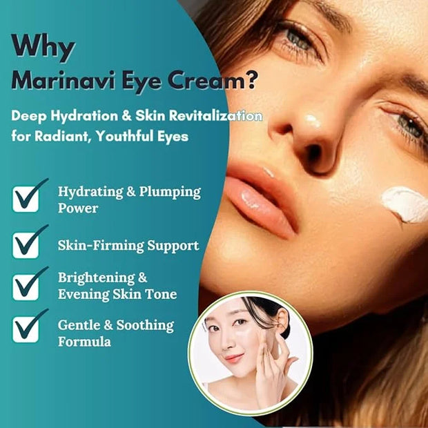 Marinavi Hydrating Eye Cream – Lightweight Moisturizer for Under Eyes, with Hyaluronic Acid, Jojoba & Olive Oil for Soft, ...