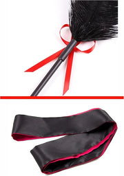 Feather Satin Eye Mask Silk Mask Satin Eye Mask Adult French Crop - Product Image