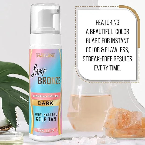 Self Tanner Dark Mousse - Fast-Acting, Anti-Cellulite, Natural Glow, Enriched with Aloe Vera & Coconut, Streak-Free & Trus...