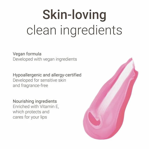 Lipglace - Pinky Promise - Hypoallergenic Vegan Lip Gloss - Fragrance Free & Allergy Certified Non-Sticky & Moisturizing L...
