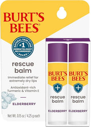 Burt's Bees Rescue Balm Elderberry Lip Balm, With Antioxidant-Rich Elderberry, Tint-Free, Natural Origin Lip Care, 2 Tubes...