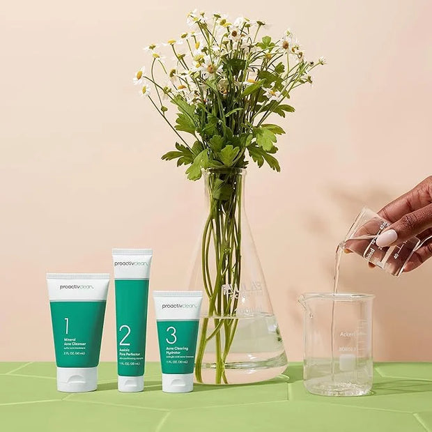 Proactiv Clean 3 Step Acne Routine w/ Pimple Patches- Sulfur Acne Treatment Cleanser, Azelaic Acid Serum, and Facial Moist...