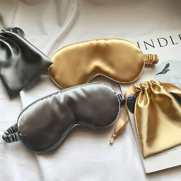 Silk Satin Sleeping Eye Mask, Silvergrey Sleep Eye Mask Night Blindfold for Women and Men, Soft Breathable Blackout Eyesha...