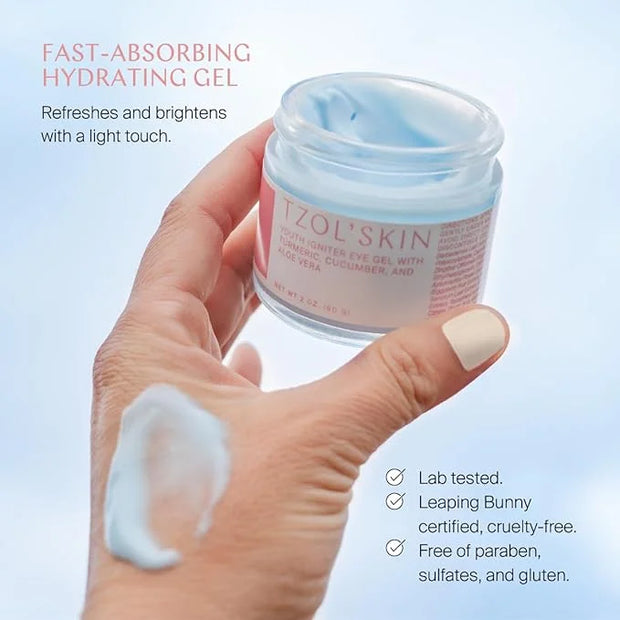 TZOL’SKIN - Youth Igniter Eye Gel - For Tired Eyes - Reduces Look of Puffiness, Fatigue & Dark Circles - Hydrating & Smoot...